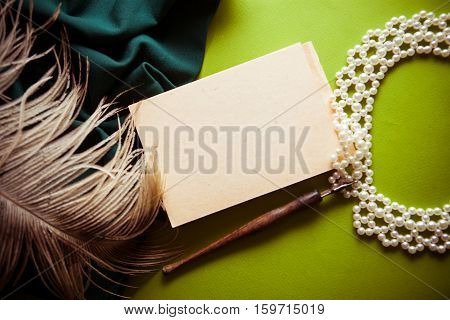 rerto background with drapery and notebook with copy space