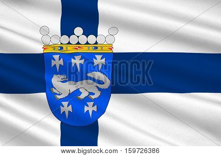 Flag Of Central Ostrobothnia region in Finland. 3d illustration