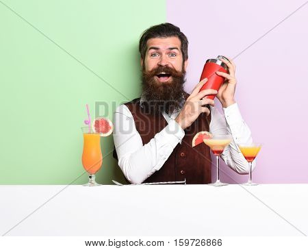 Smiling Handsome Bearded Barman