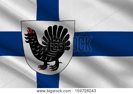 Flag Of Central Finland region in Finland. 3d illustration
