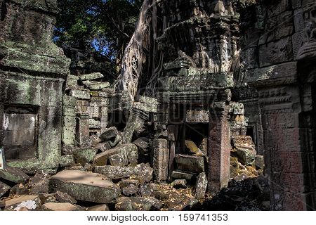 Old mystic Ruins in ankor wat cambodia