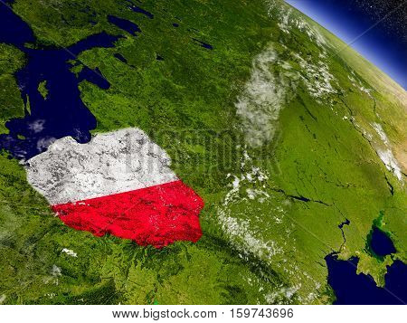 Poland With Embedded Flag On Earth