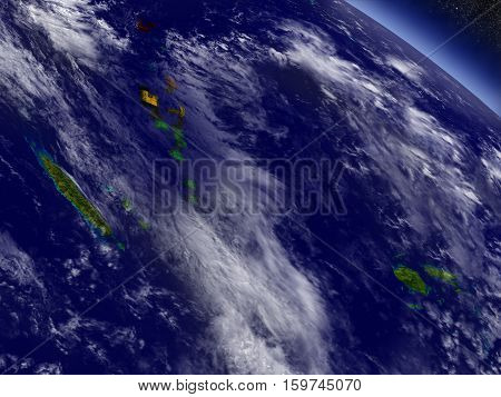 Vanuatu With Embedded Flag On Earth