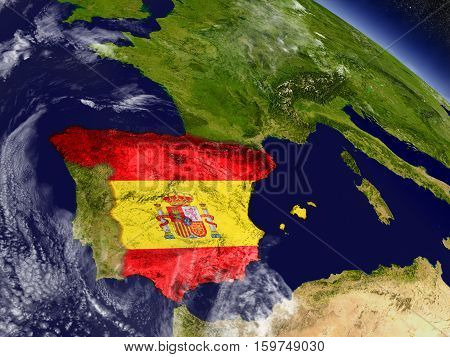 Spain With Embedded Flag On Earth