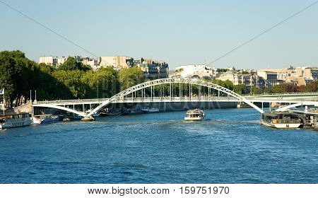 Pedetrian Bridge Over The Seine, Paris, France