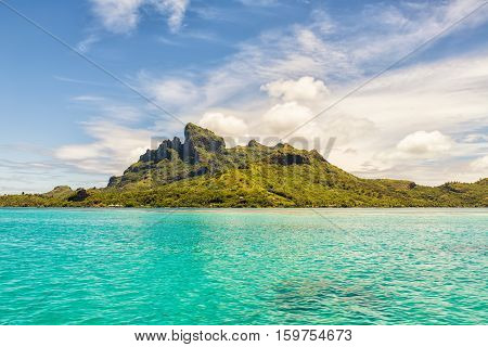 Beautiful view of Otemanu mountain on Bora Bora island French Polynesia
