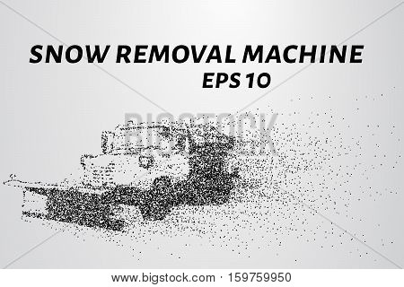 Snowplow Particles. Snow-removing Car Consists Of Circles And Points. Vector Illustration