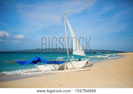 Sailboat On Puka Beach, Boracay, Philippines