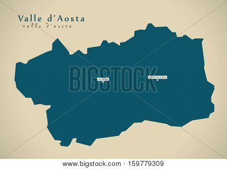 Modern Map - Valle d Aosta IT Italy illustration
