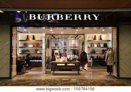 Burberry Fashion Shop Inside Of Singapore Changi Airport.