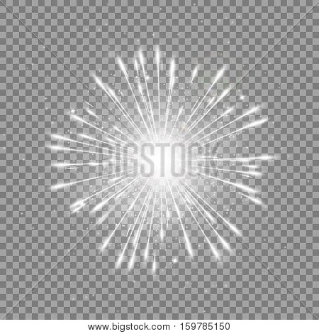 Spot background. Glowing lights. Christmas ornaments. Sparkling stars. Illustration of a transparent backdrop.