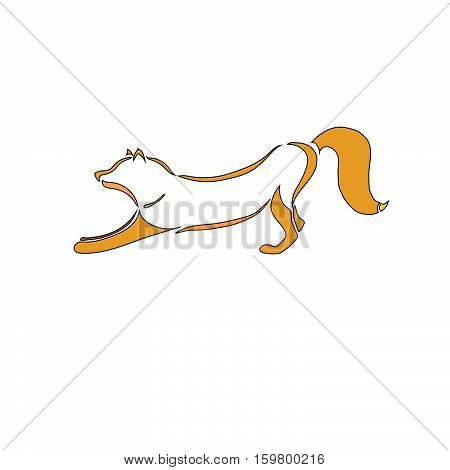 Red fox. Fox logo. Hand drawn. White backgrounds. Isolated vector illustration. Animal logo.