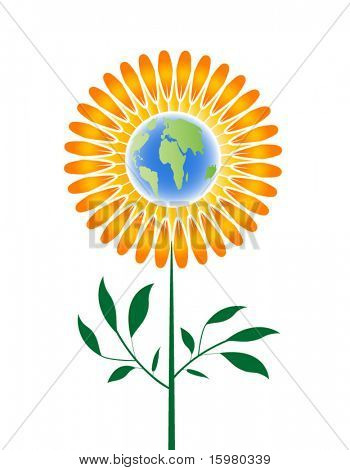 icono ambiental - flor con globo como centro