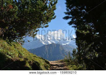 snowy peak of the Jungfrau mountain in daylight