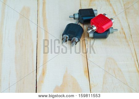 RCA Jack for audio system on wooden