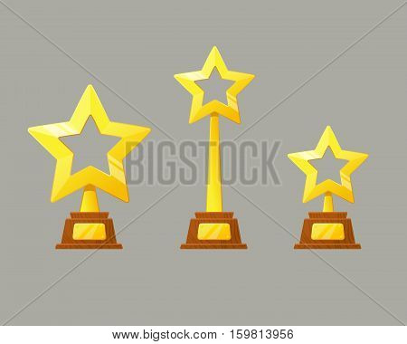 Winner gold cup. Trophy star icon. Championship and olympiad.Vector Game Golden stars icon.