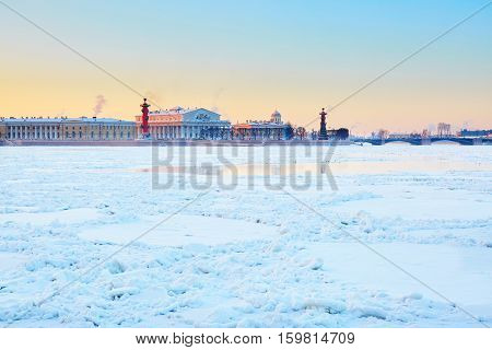 Rostral Columns And Spit Of Vasilyevsky Island