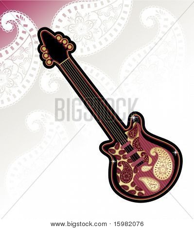 Guitar with paisley pattern (2 types) and background