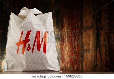 POZNAN POLAND - NOV 25 2016: H & M Hennes & Mauritz AB is a Swedish multinational clothing-retail company It operates over 4000 stores in 62 countries worldwide