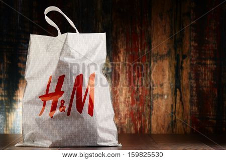 POZNAN POLAND - NOV 25 2016: H & M Hennes & Mauritz AB is a Swedish multinational clothing-retail company It operates over 4000 stores in 62 countries worldwide