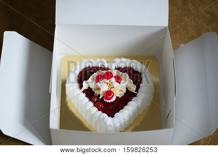 Cheesecake with cherry topping
A delicious slice of cheesecake with fruit topping.