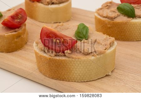 butterbrot with pate isolated on white background
