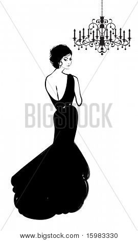 Frau in formalen Kleid Kronleuchter