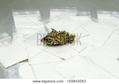 Hard white drugs - heroin and marijuana