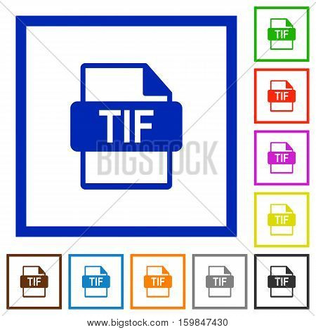 TIF file format flat color icons in square frames