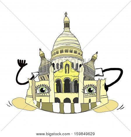 Sacré-Coeur Basilica . vector illustration in cartoon style