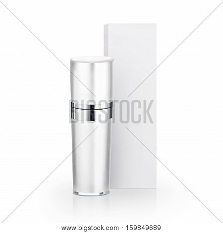 White cosmetic bottle & Box on white background