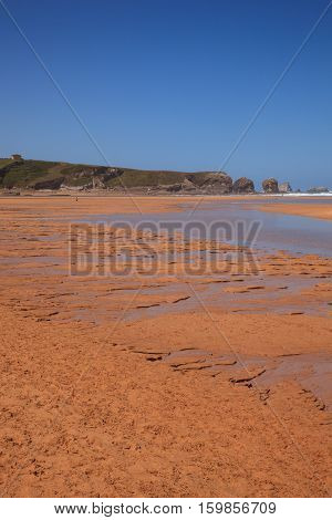 LIENCRES DUNES SPAIN - AUGUST 21: View of the Liencres dunes nature reserve in the Cantabrian sea on August 21 2016