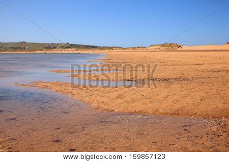 LIENCRES DUNES SPAIN - AUGUST 21: View of the Liencres dunes nature reserve in the Cantabrian sea on August 21 2016