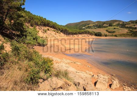LIENCRES DUNES SPAIN - AUGUST 21: View of the Liencres dunes nature reserve in the Cantabrian sea on August 21 2016