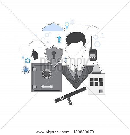 Alarm Thief Security Protection Insurance Web Banner Vector Illustration