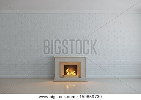 3d illustration of fire in the fireplace