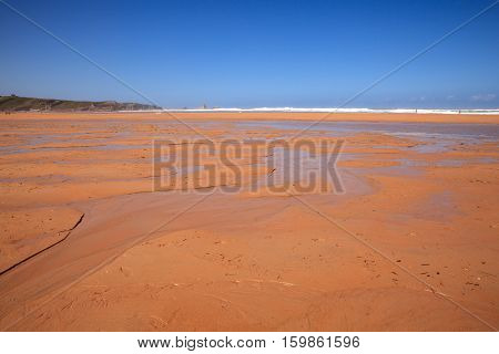 LIENCRES DUNES SPAIN - AUGUST 21: View of the Liencres dunes nature reserve in the Cantabrian sea on August 21 2016