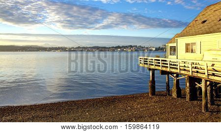 Port Orchard, Wa Bay Street Waterfront View Of Puget Sound.