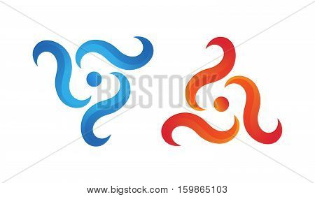 Water Fire Gradient Logo Couple