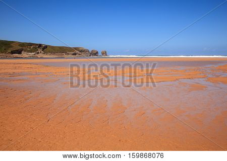 LIENCRES DUNES SPAIN - AUGUST 21: View of the Liencres dunes nature reserve in the Cantabrian sea on August 21 2016