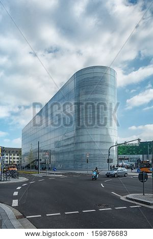 Koblenz Germany April 22 2015: The building Confluentes Forum modern architecture in the center of Koblenz Germany.