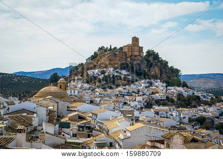 Beautiful Cityscape With Castle On  Hill In Montefrio, Spain