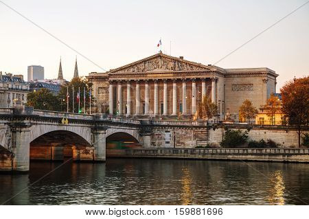 Assemblee Nationale (National Assembly) in Paris France at sunrise