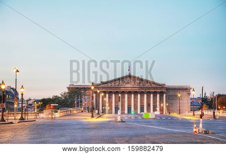 Assemblee Nationale (National Assembly) in Paris France at sunrise