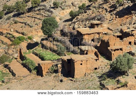 Moroccan village in the High Atlas mountains, Morocco, Africa