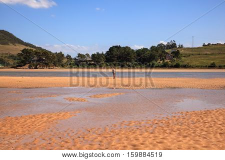 LIENCRES DUNES SPAIN - AUGUST 21: View of the Liencres dunes nature reserve in the Cantabrian sea on August 21 2016