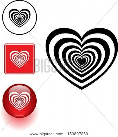 psycho heart symbol sign and button