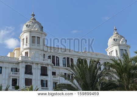 partial view of the carbonell building in the downtown of alicante spain