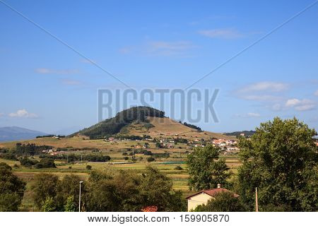 View of Cantabrian hill near the Liencres dunes nature reserve