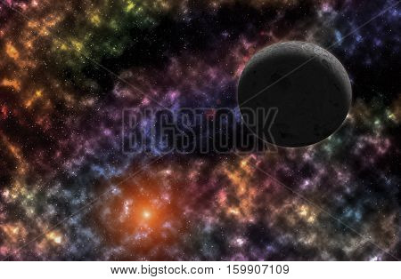 sky and sun light reflex with colorful nebulae in galaxy illustration abstract beautiful for background